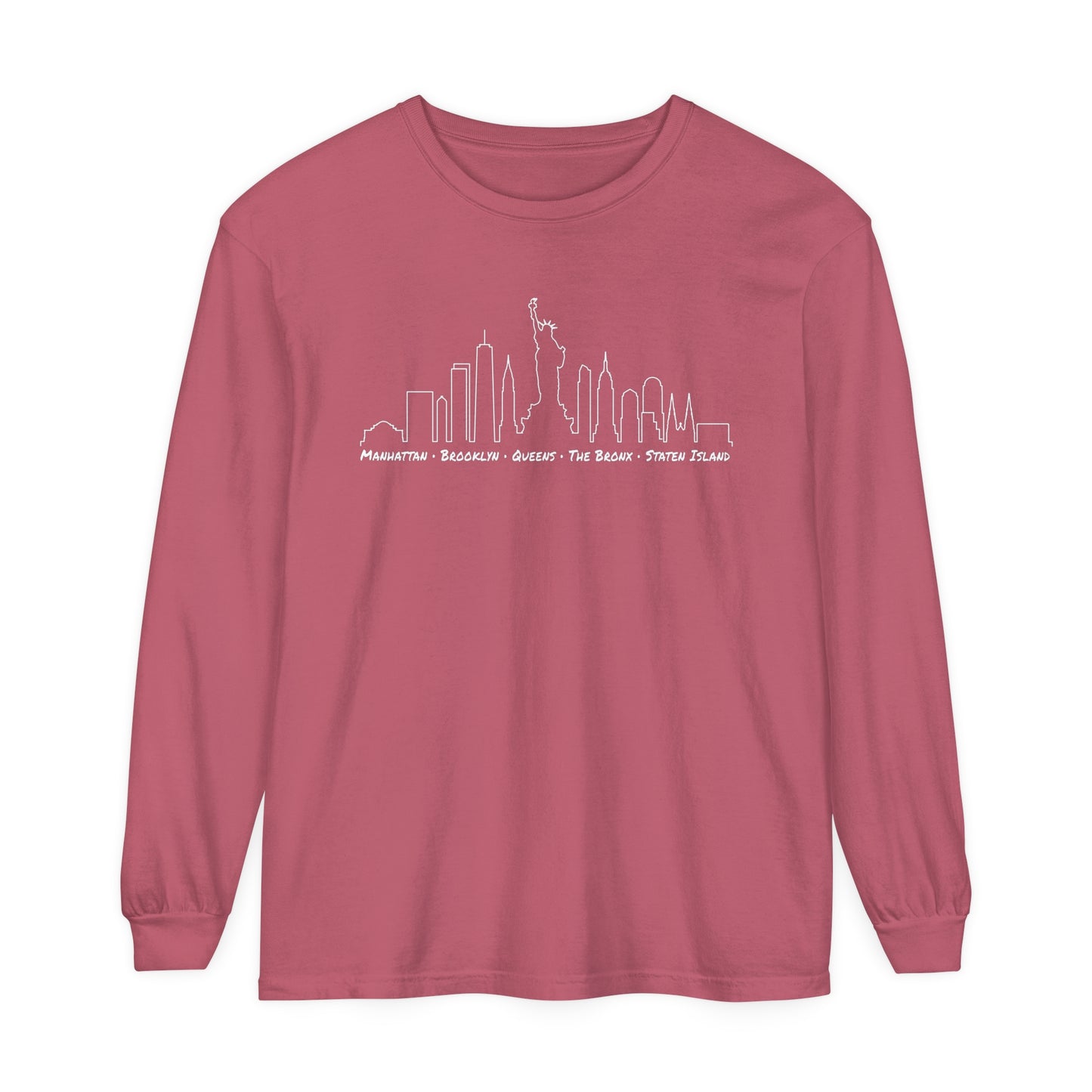 Boroughs of NYC • YO Ang • Garment-dyed Long Sleeve T-Shirt