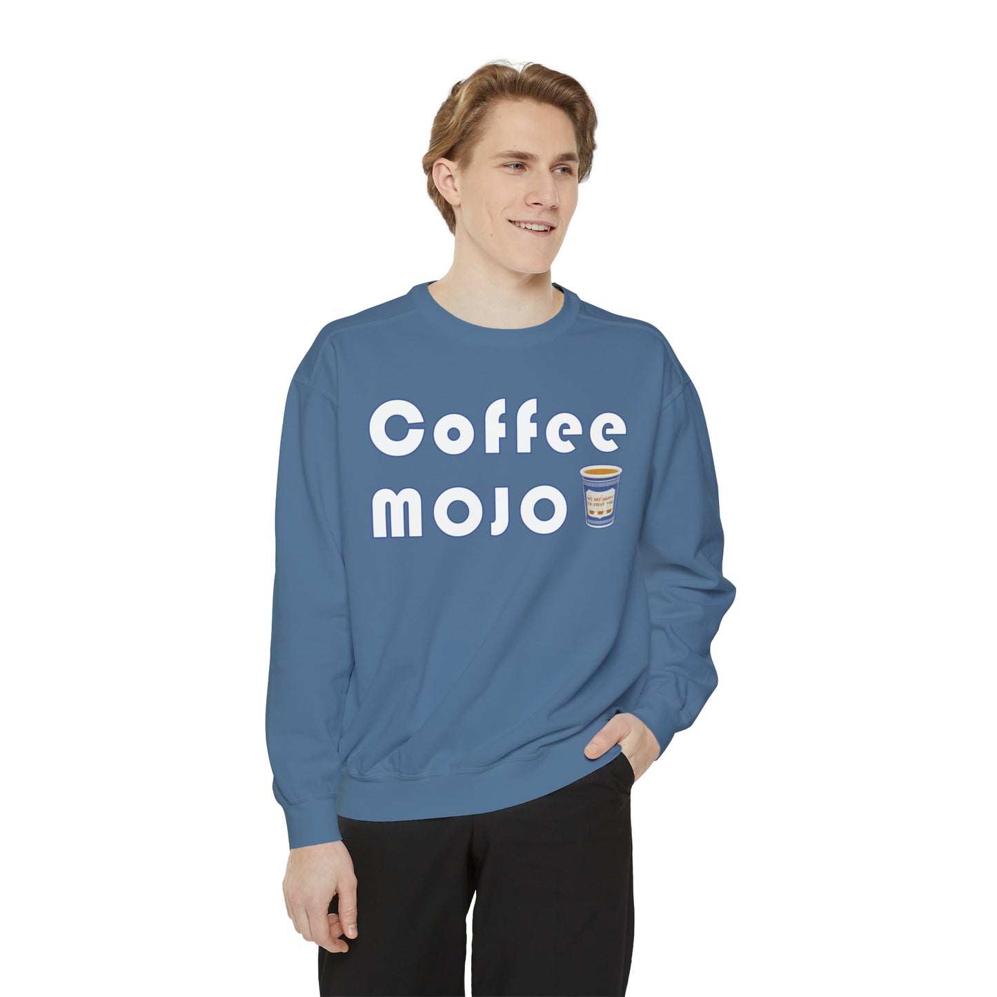 Coffee MoJo with NYC Cup • Yo Ang NYC • Vintage Garment-Dyed Sweatshirt