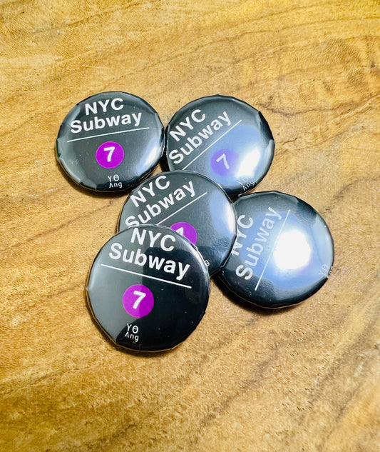 NYC Subway 7 • Pin Button • 1” (25mm) • Qty 1