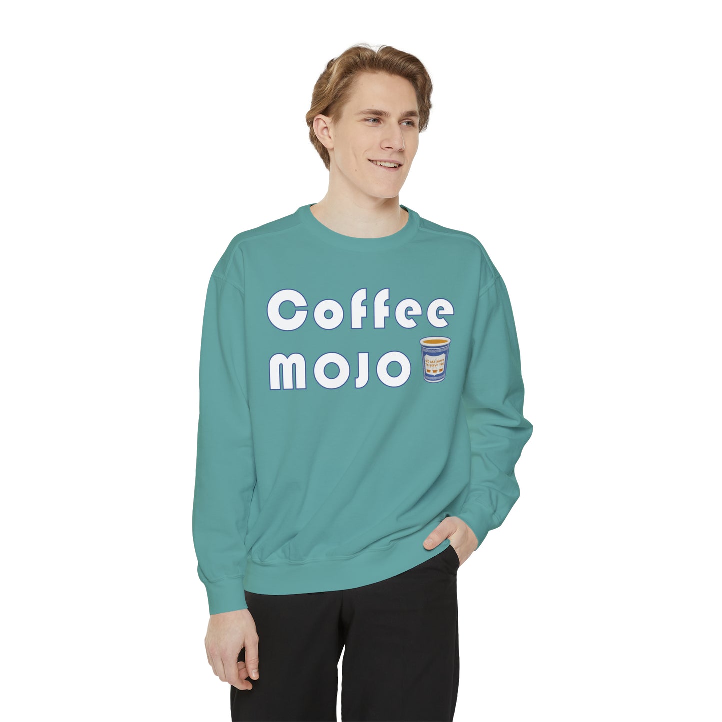 Coffee MoJo with NYC Cup • Yo Ang NYC • Vintage Garment-Dyed Sweatshirt