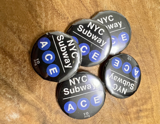 NYC Subway A C E • Pin Button • 1” (25mm) • Qty 1