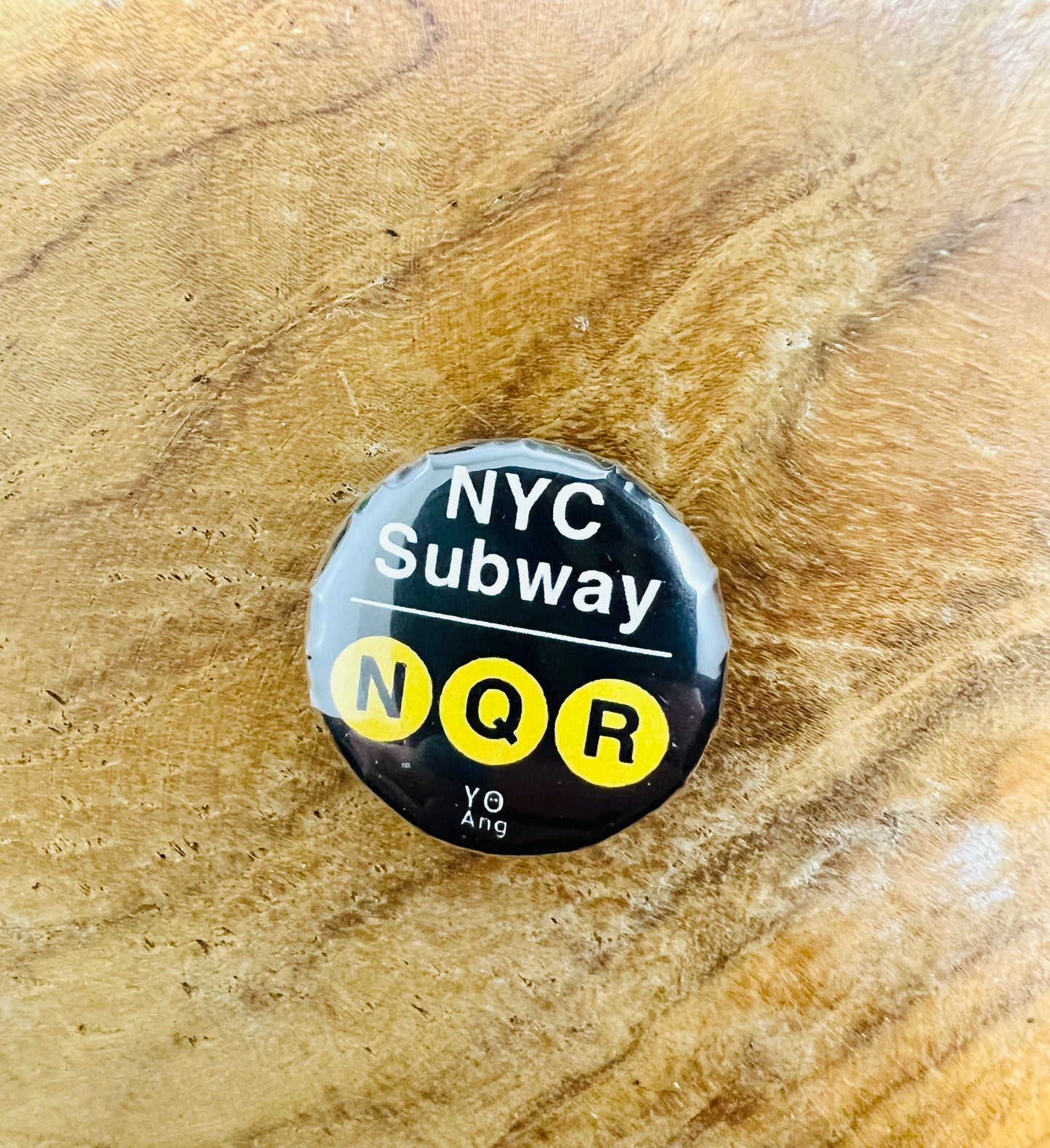 NYC Subway N Q R • Pin Button • 1" (25mm) • Qty 1