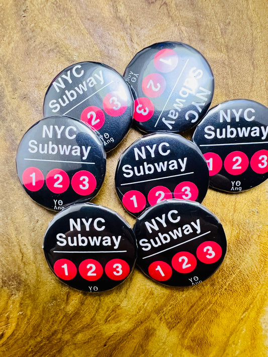 NYC Subway 1 2 3 • Pin Button • 1" (25mm) • Qty 1