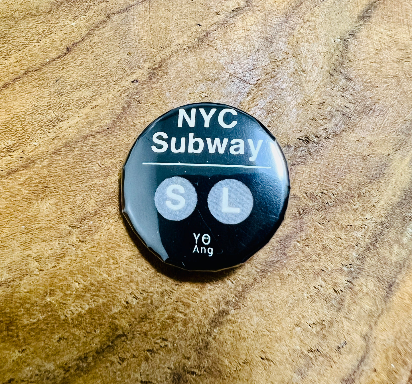 NYC Subway S L • Pin Button • 1" (25mm) • Qty 1