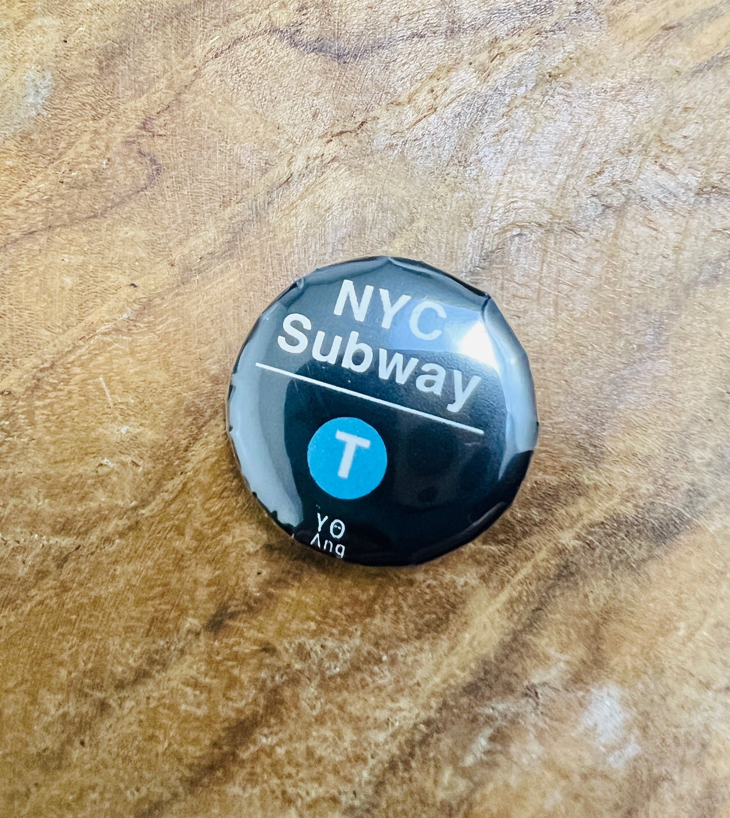 NYC Subway T • Pin Button • 1" (25mm) • Qty 1