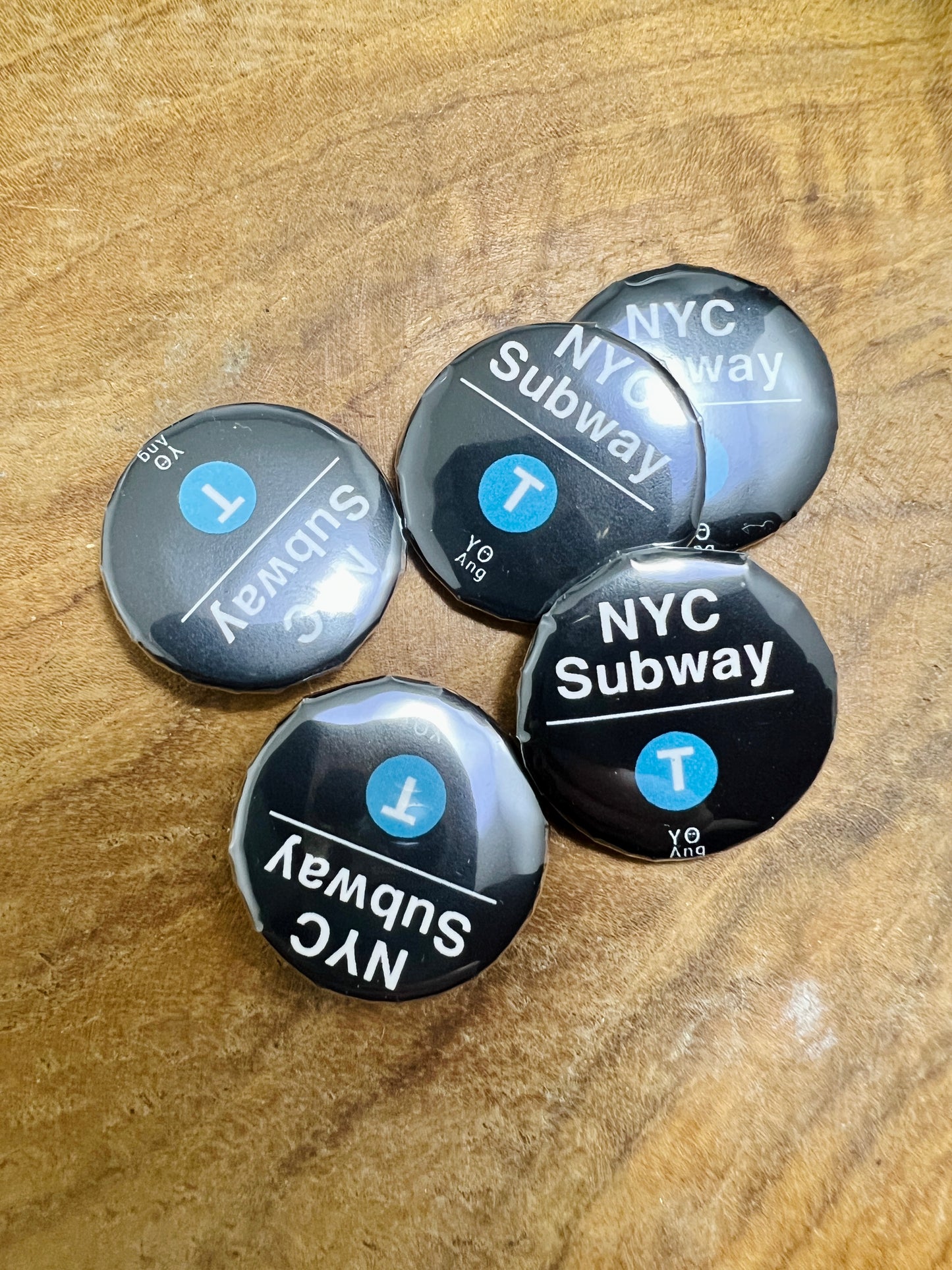 NYC Subway T • Pin Button • 1" (25mm) • Qty 1